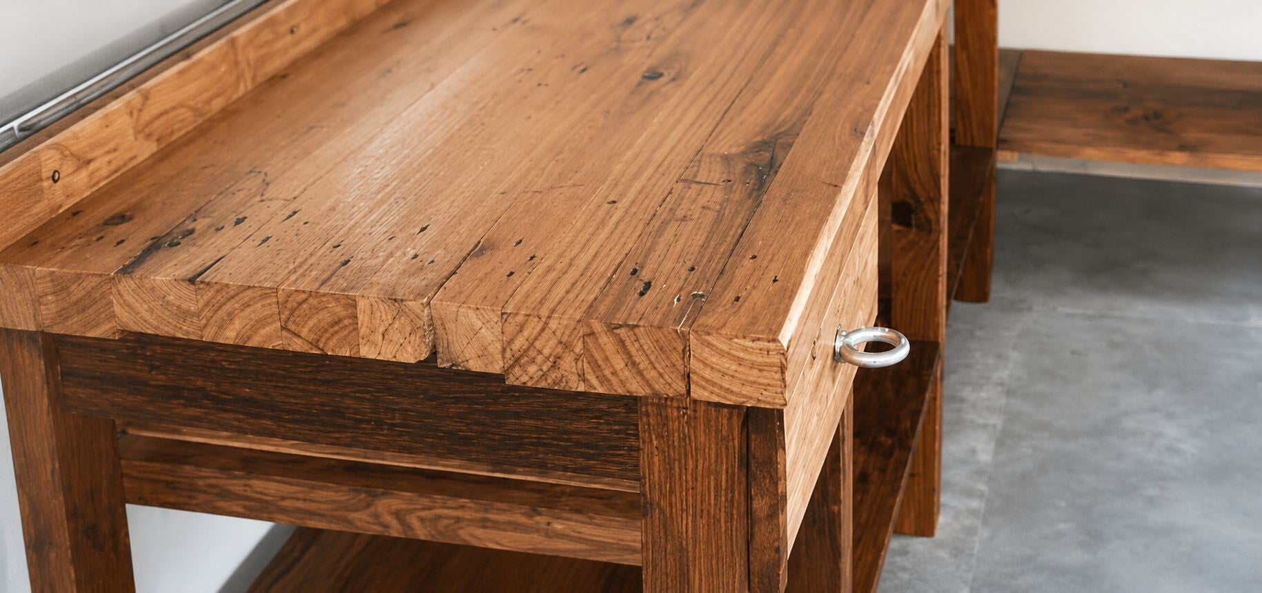 Encimera de cocina de madera reciclada