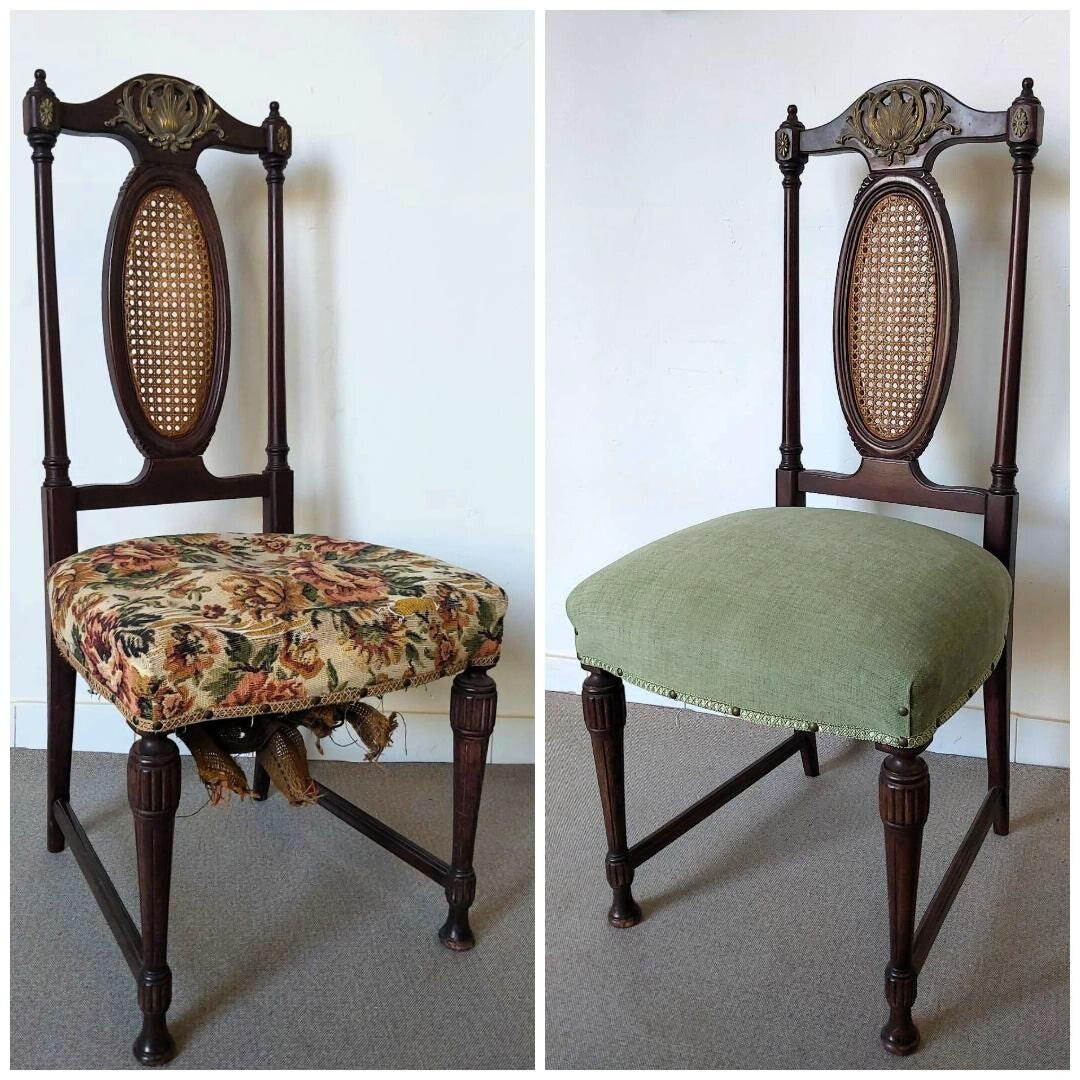 Restauracion sillas antiguas con muelles, encolado de sillas