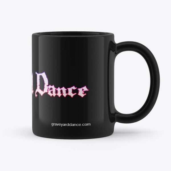 Graveyard Dance pink logo black mug