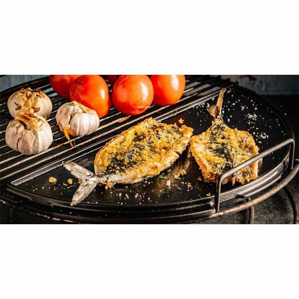 Big Green Egg støbejernsbageplade | Halvcirkelformet til XLarge