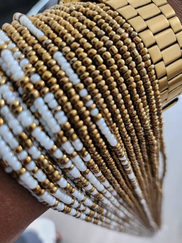 Classic White/ Gold waistbeads, taillekralen