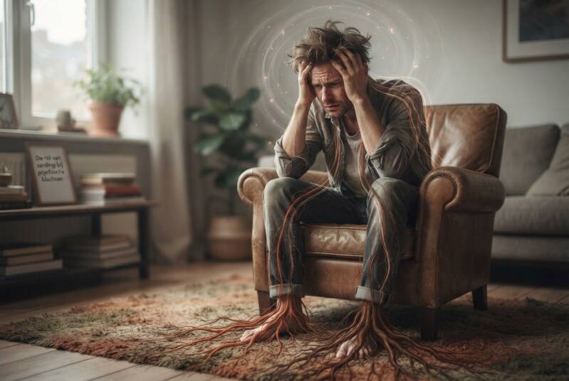 Mentale klachten verstoren de verbinding tussen hoofd en lichaam. Je bovenste chakra's (kruin en derde oog) raken overprikkeld, waardoor energie naar boven schiet en je 'ontaard'. Aarding is cruciaal bij alle psychische klachten (vooral piekeren en angst)