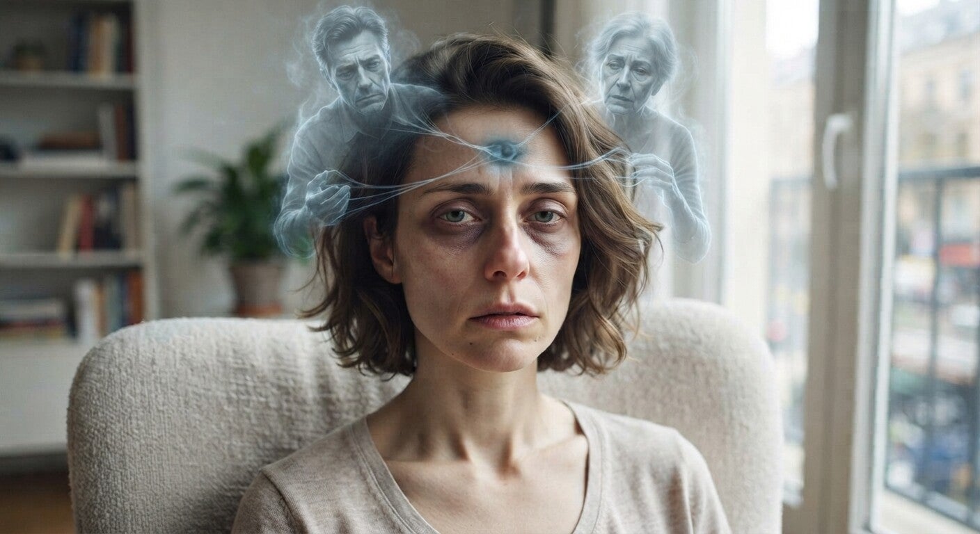 Entiteiten-aanhechting kruinchakra/derde oog: de verbinding met een blekend gelaat, donkere wallen, donkere ogen en een lege blik. Wanneer een auralifter zich in deze velden nestelt om sturing te beïnvloeden trekt de parasiet daar vitale energie weg. 