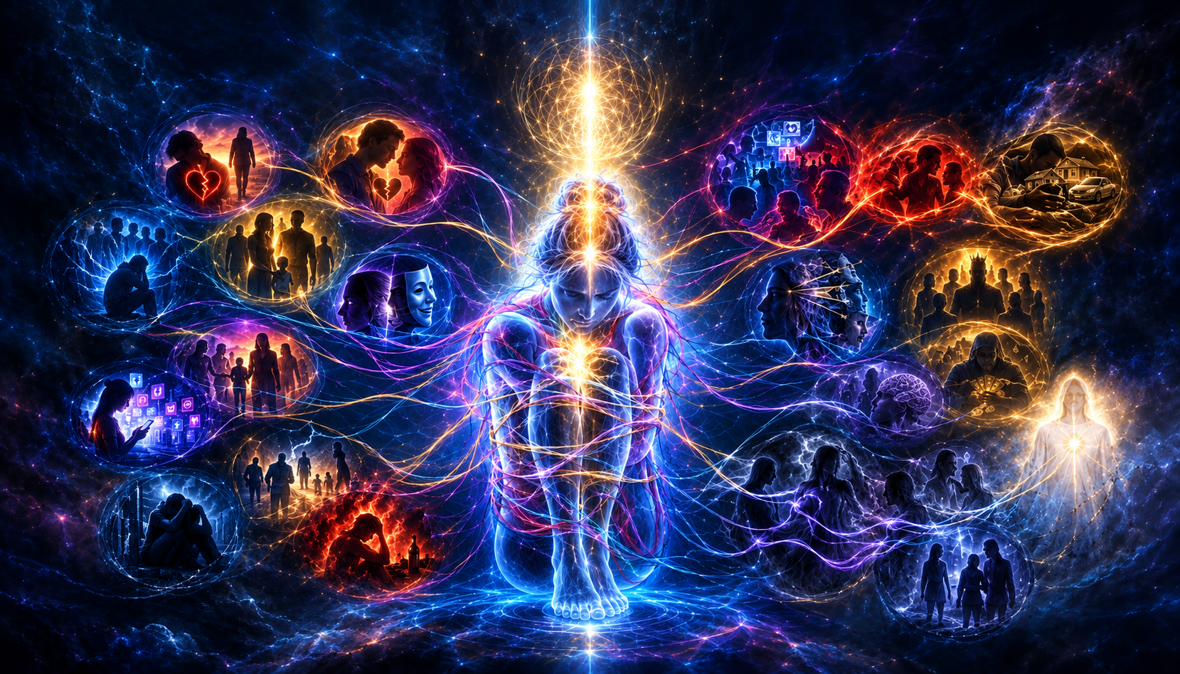 Overzicht over psychologisch-energetische onderwerpen, waaronder karakterveranderingen en mentale klachten door auralifters, de impact van haat, leugens en machtsmisbruik op chakra's, en het beschermen van je energieveld tegen aura-aftakeling.