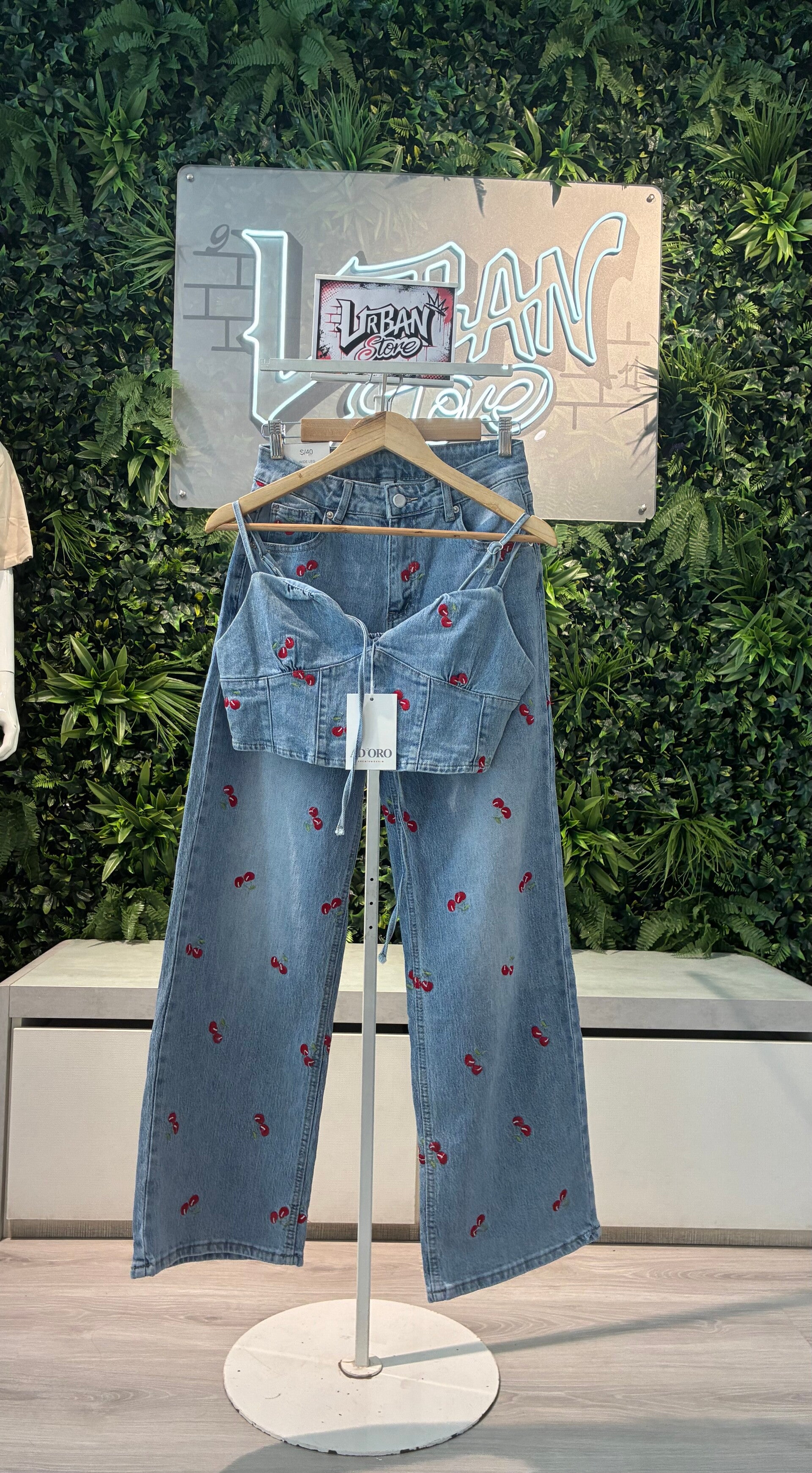 Top jeans denim ciliegie