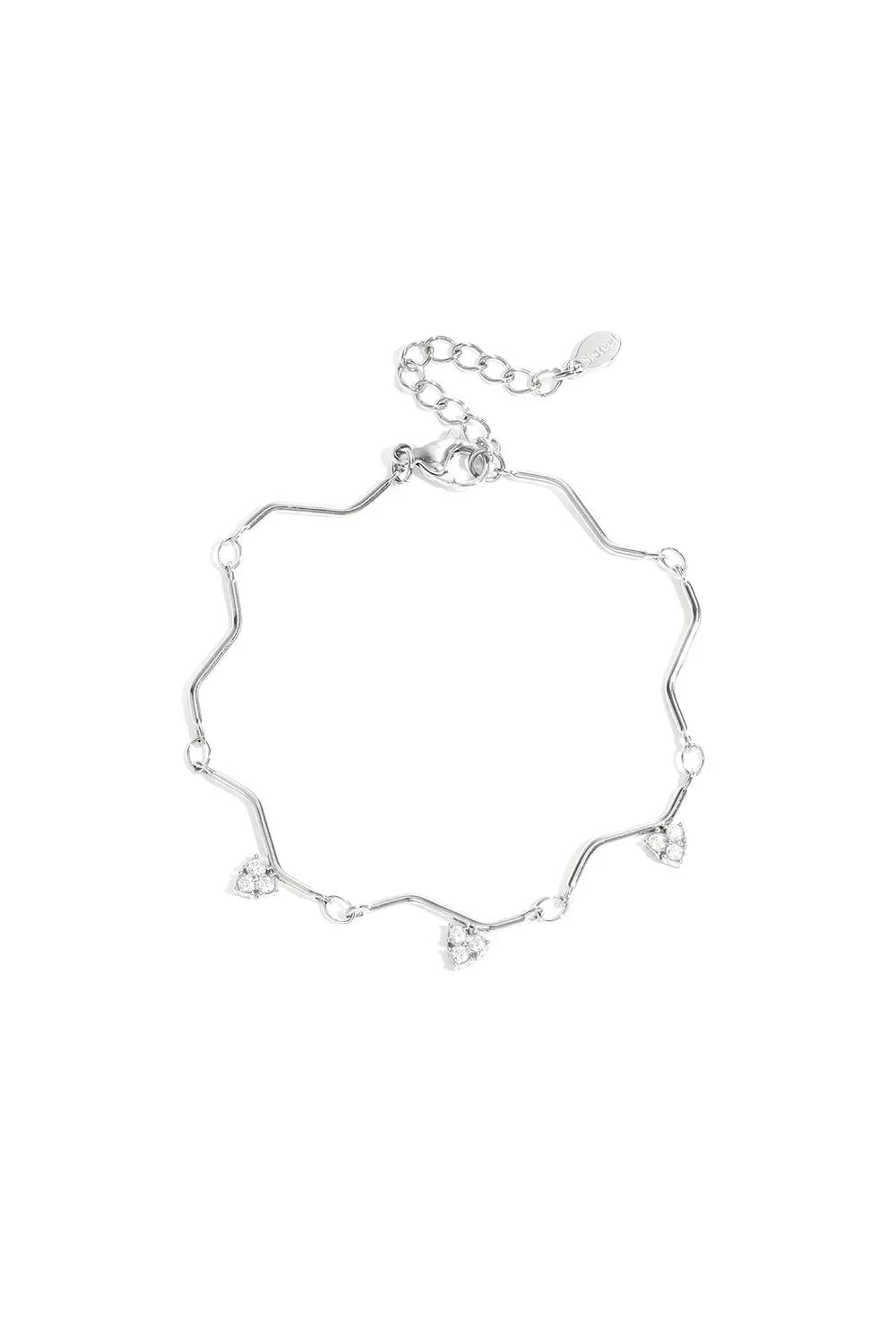 Armband Zigzag Met Strass Steentjes - Zilver