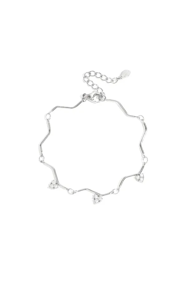 Armband Zigzag Met Strass Steentjes - Zilver