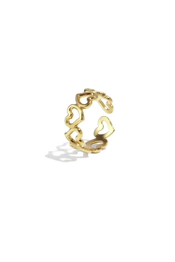 Ring Met Open Hartjes - Goud