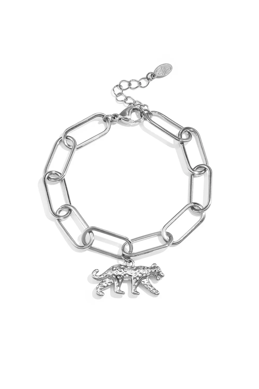 Schakelarmband Met Panterbedel - Zilver