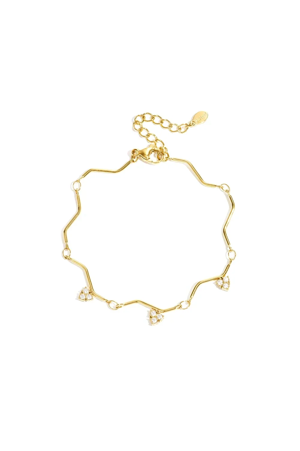 Armband Zigzag Met Strass Steentjes - Goud