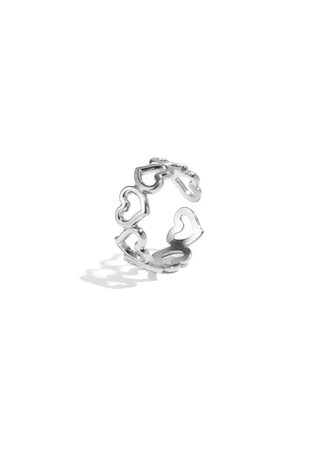 Ring Met Open Hartjes - Zilver