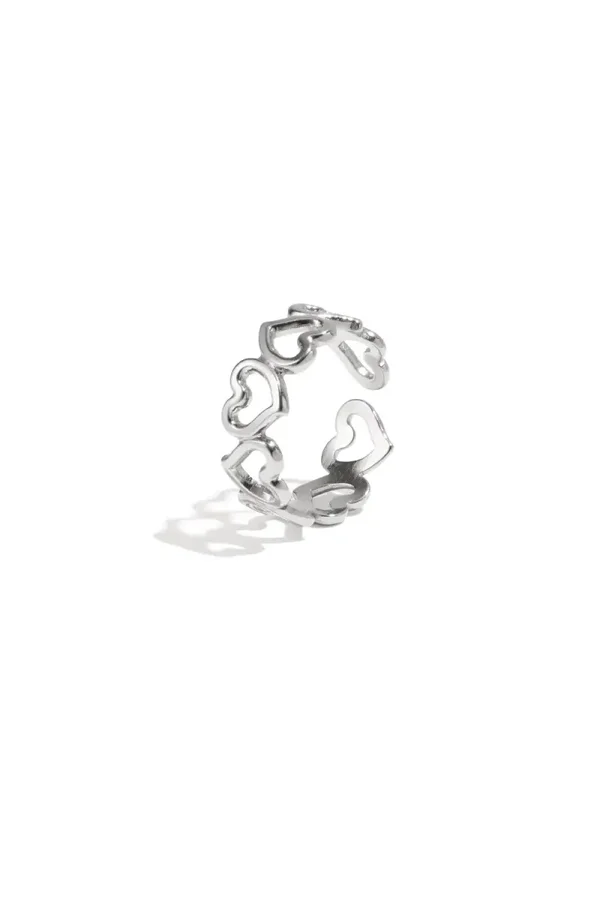 Ring Met Open Hartjes - Zilver