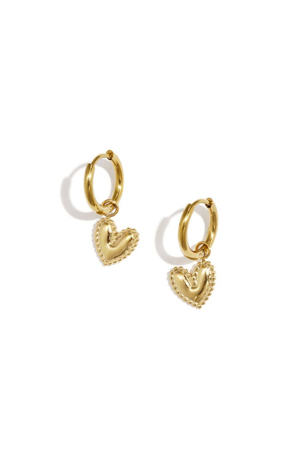 Oorbellen Met Hartjes Hanger - Goud