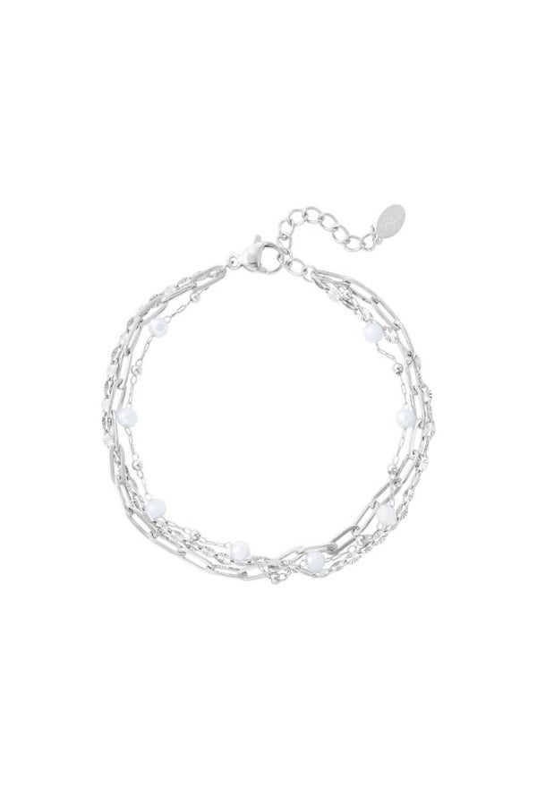 Dubbele Armband Met Parels - Zilver