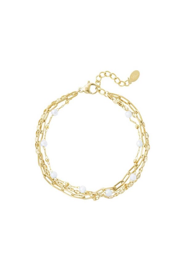 Dubbele Armband Met Parels - Goud