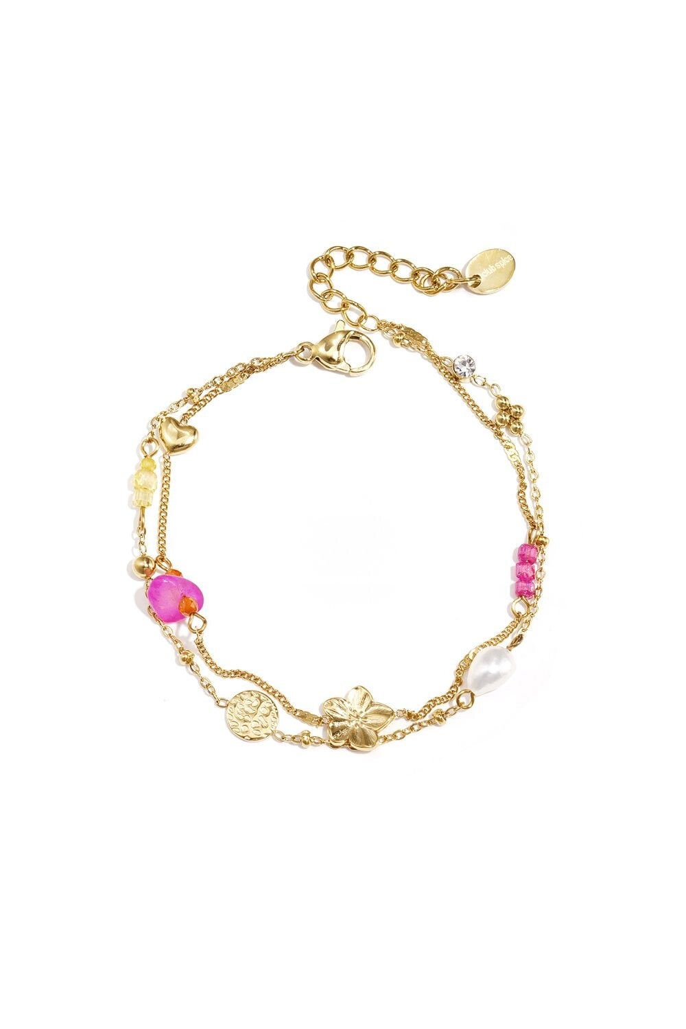 Bedelarmband Met bloem, hart en muntjes