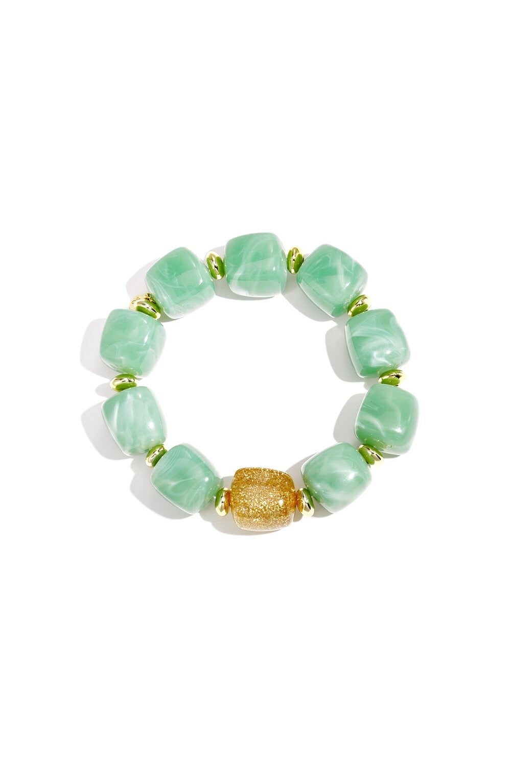 Statement Kralenarmband Met Glitterkraal - Groen