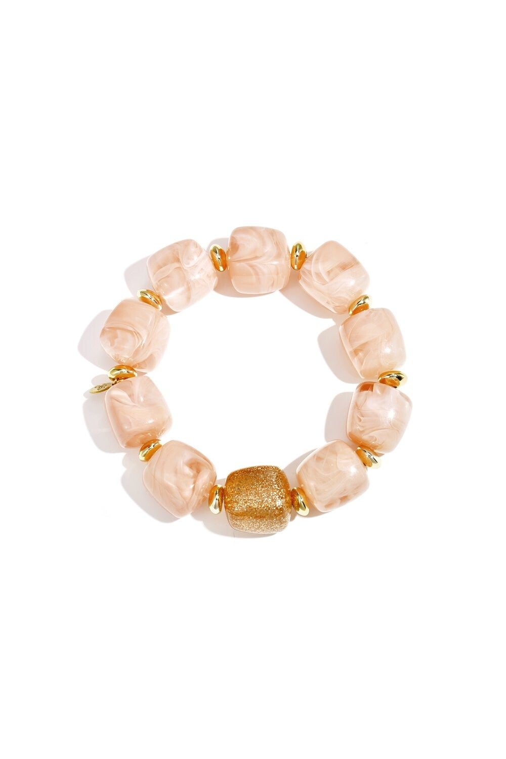 Statement Kralenarmband Met Glitterkraal - Lichtroze
