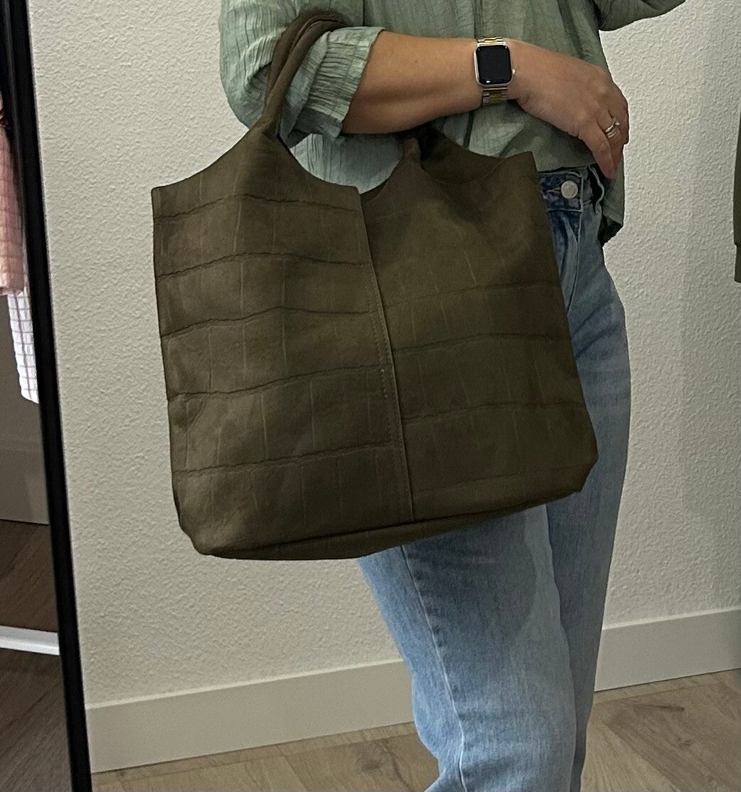 Bolso shopper verde militar.