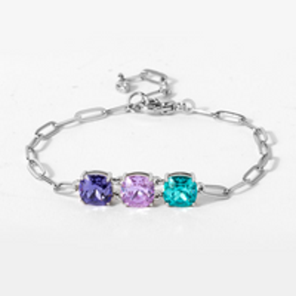BR1048 - Dreamy Pastel Crystal Chain Bracelet