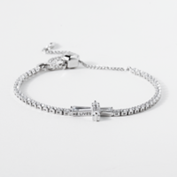 BR1061 - He Lives Cross Bolo Bracelet