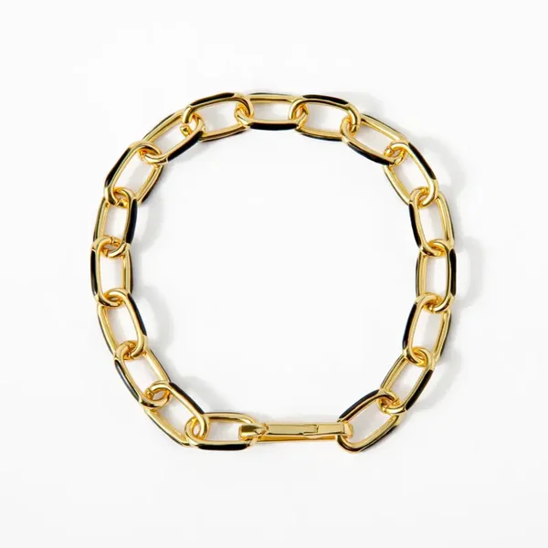 BR2045 - Black Enamel Paperclip Bracelet