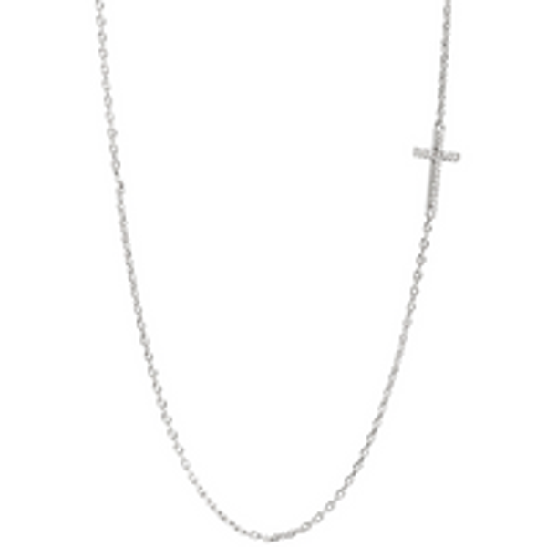 CN5089 - "Silver Pave Cross Chain - 16-19"""