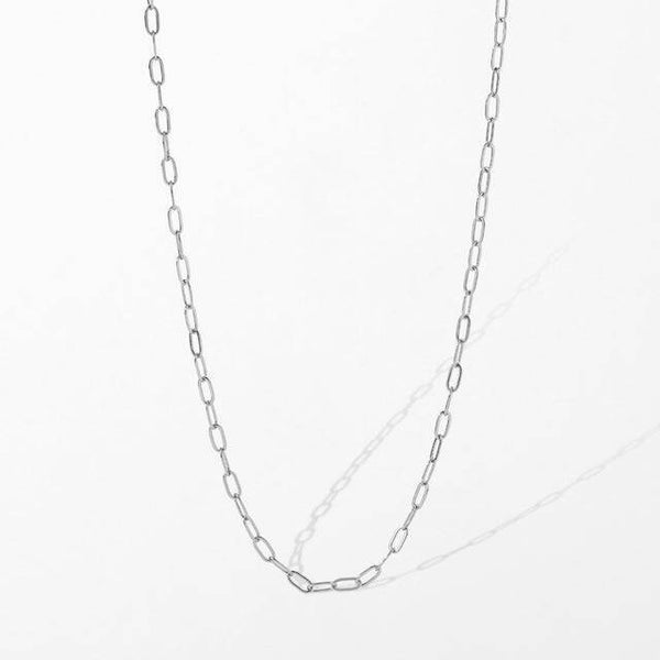 CN5117 - Silver Dainty Paperclip Charm Necklace Chain