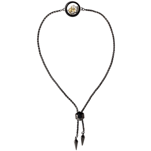 BR1032 - Black Capsule Bolo Bracelet w/pumpkin charm