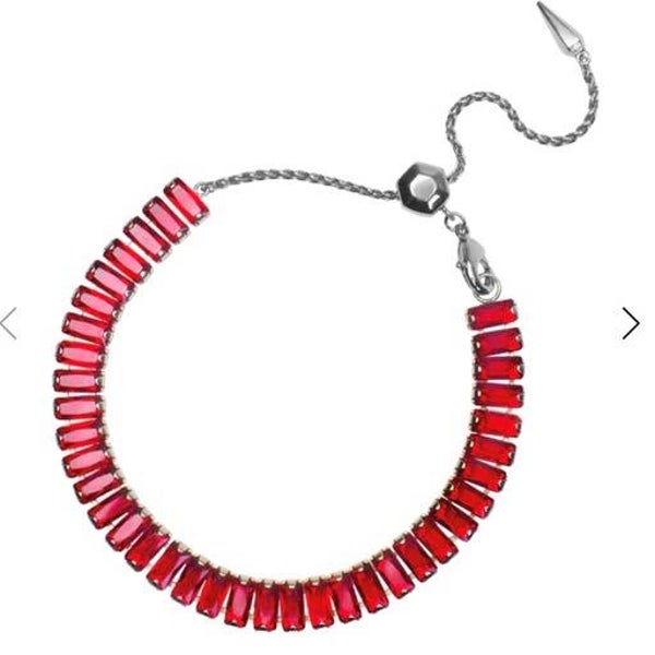BR1043 - Scarlet Baguette Crystal Bolo Bracelet