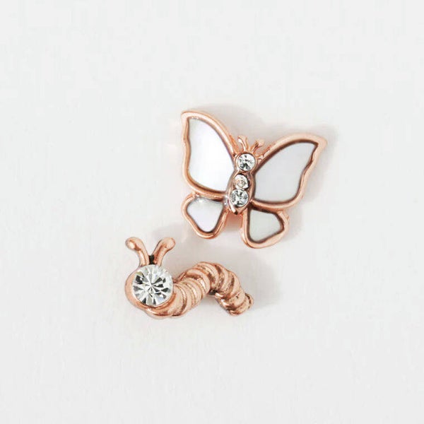 CH3794 - Mother of Pearl Butterfly + Caterpillar Charm Set