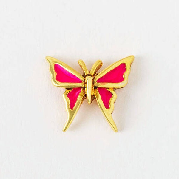 CH3803 - Gold & Pink Butterfly Charm