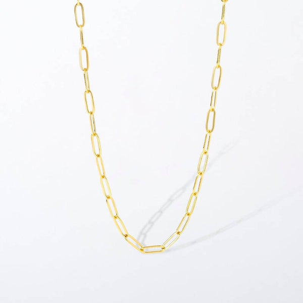 CN6117 -  Gold Small Paperclip Charm Necklace Chain 18-20"