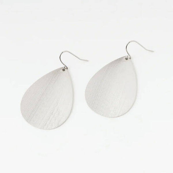 ER0019 - Silver Teardrop Disc Drop Earrings
