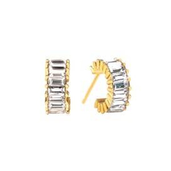 ER1059 - Crystal Baguette Mini Hoop Earrings