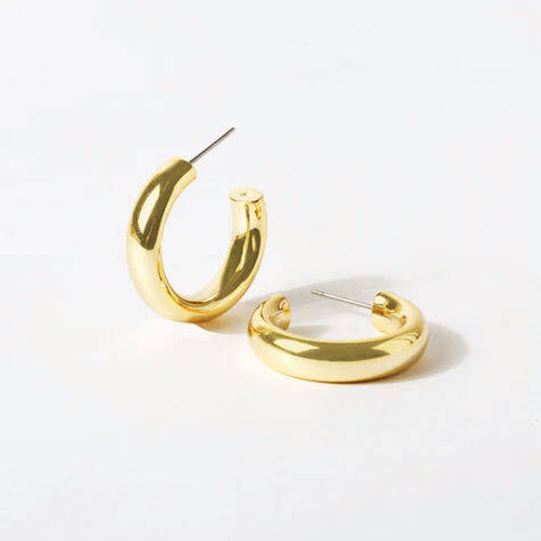 ER1068 - Gold Tubular Hoop Earrings