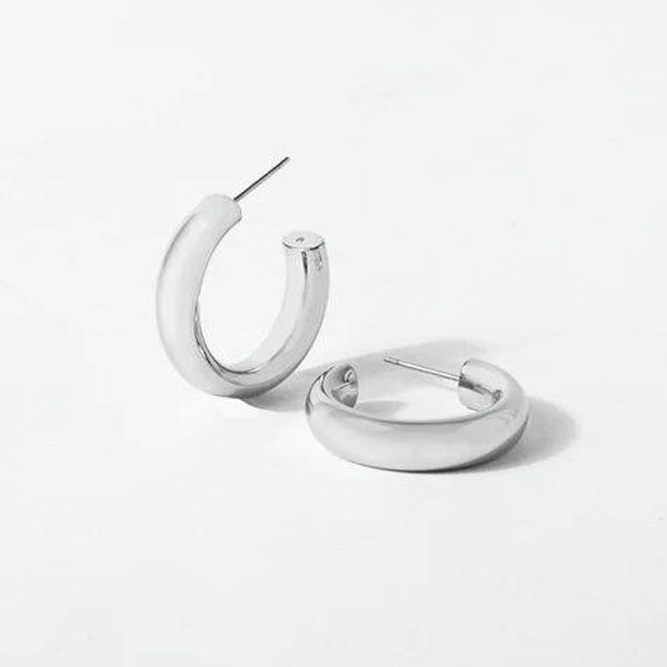 ER1071 - Silver Tubular Hoop Earrings