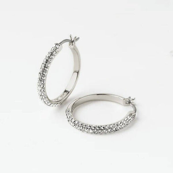 ER1072 - Silver Pave Hoop Earrings