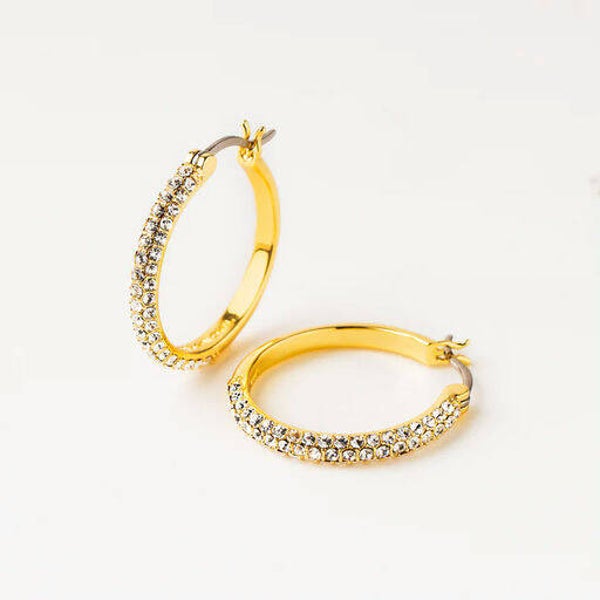 ER1073 - Gold Pave Hoop Earrings