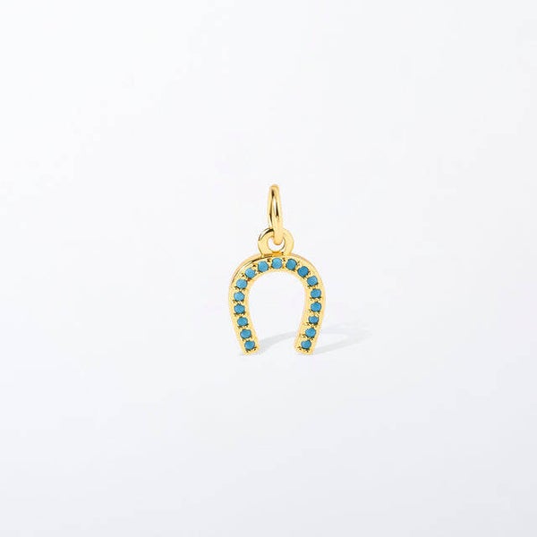 CP5073 - Small Gold Turquoise Horseshoe Charm Pendant