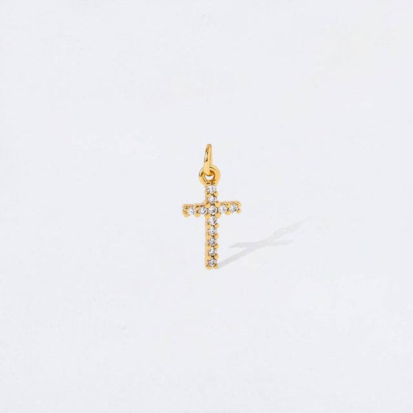 CP5176 - Gold Medium Cross Charm w/Pave Crystals