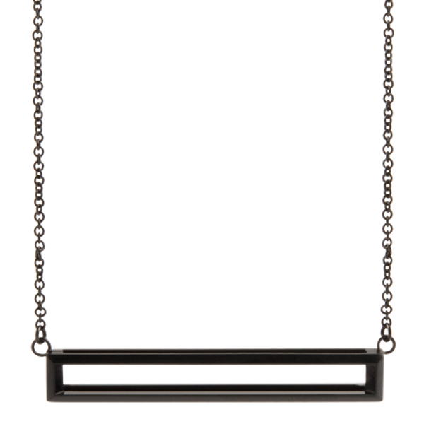 LK1088 - Black Birthstone Bar Locket Necklace