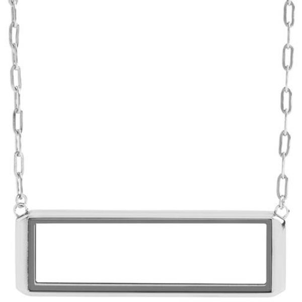 LK1112 - Silver Bar Living Locket w/rectangle chain 16-19"