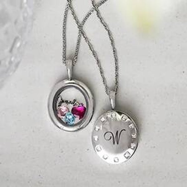 LK1141 - Oval Crystal Inscription Living Locket