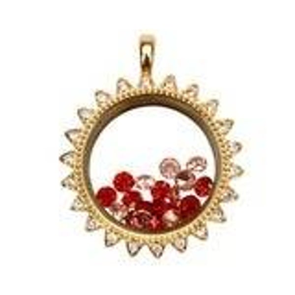 LK1148 - Gold Medium Sunburst Locket w/crystals