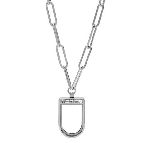 LK1150 - Silver U Shaped Locket w/paperclip chain