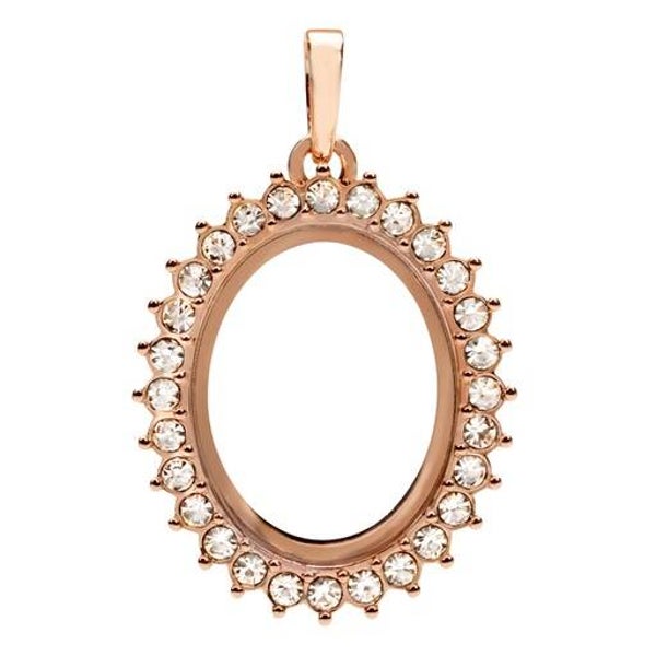LK1151 - RG Oval Hinged Locket w/crystals