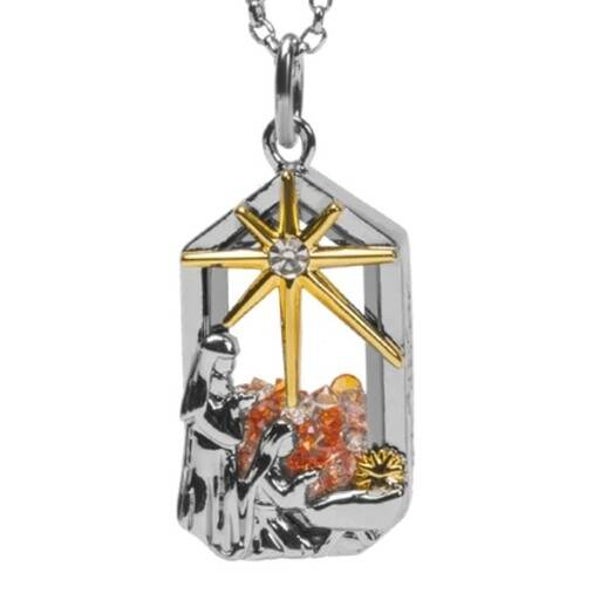 LK1155 - Nativity Crystal Capsule Locket Necklace