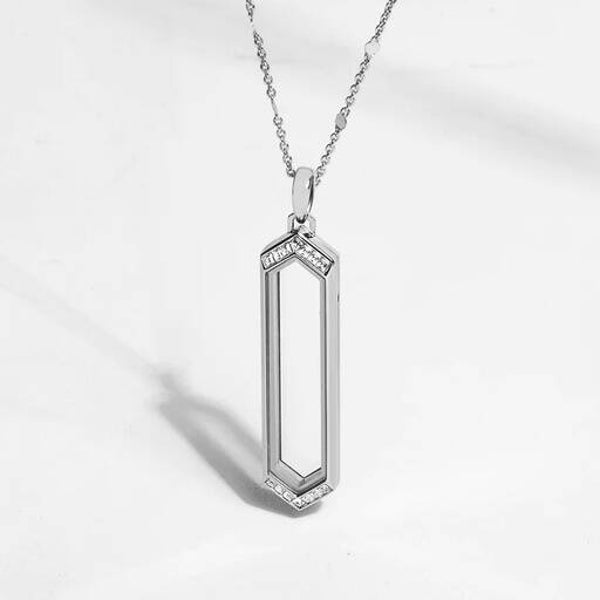 LK1159 - Silver Baguette Crystal Vertical Bar Living Locket