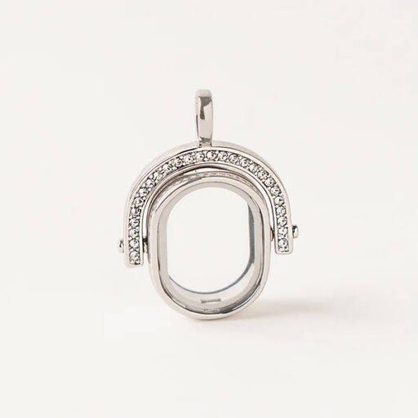 LK1183 - Silver Petite Spinning Locket w/crystals